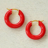 Enamel Glazed Hoops Earrings - floysun