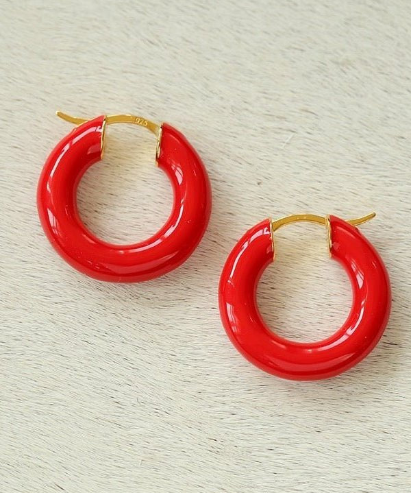 Enamel Glazed Hoops Earrings - floysun