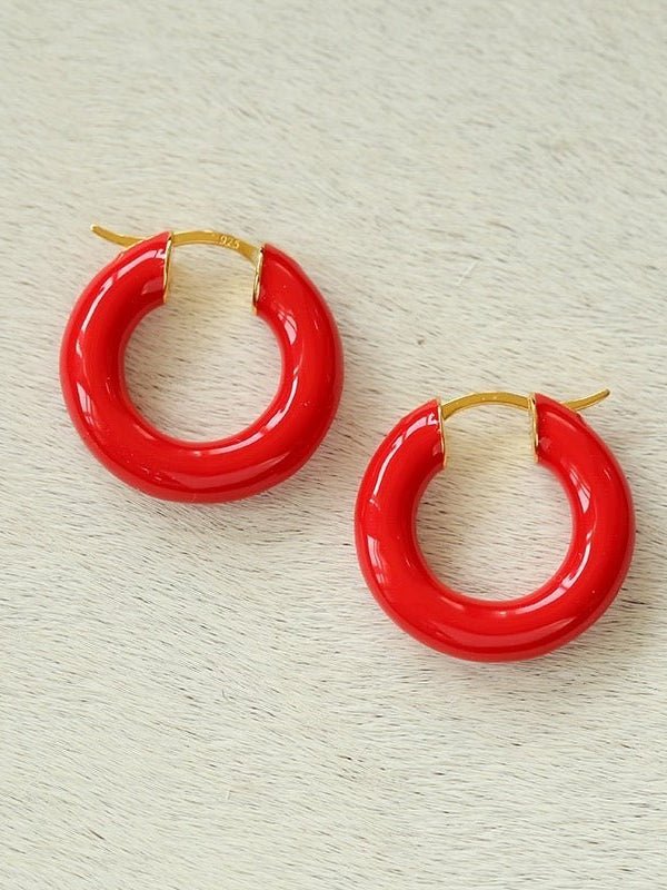 Enamel Glazed Hoops Earrings - floysun