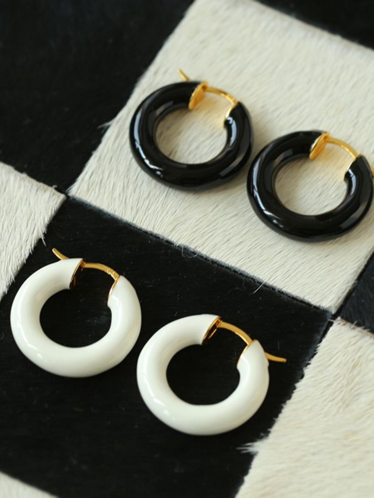 Enamel Glazed Hoops Earrings - floysun