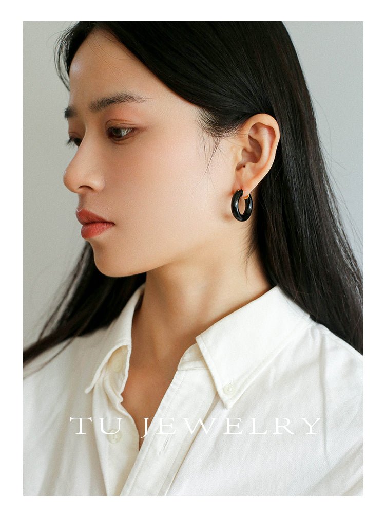 Enamel Glazed Hoops Earrings - floysun