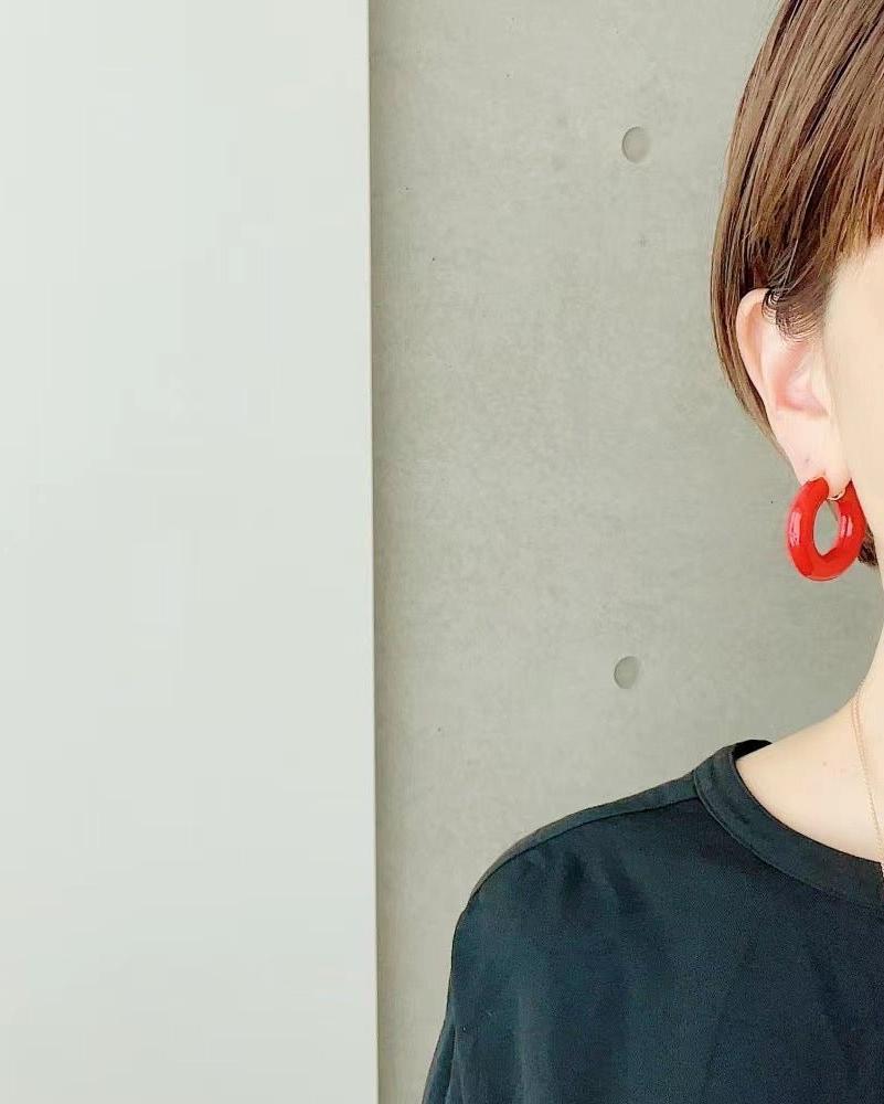 Enamel Glazed Hoops Earrings-Red - floysun