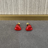 Enamel Red Heart Stud Earrings - floysun