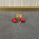 Enamel Red Heart Stud Earrings - floysun