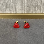 Enamel Red Heart Stud Earrings - floysun