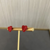 Enamel Red Heart Stud Earrings - floysun