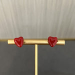 Enamel Red Heart Stud Earrings - floysun