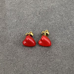 Enamel Red Heart Stud Earrings - floysun