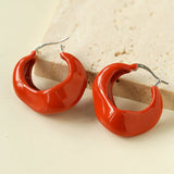 Enamel Twisted Geometric Hoop Earrings - floysun