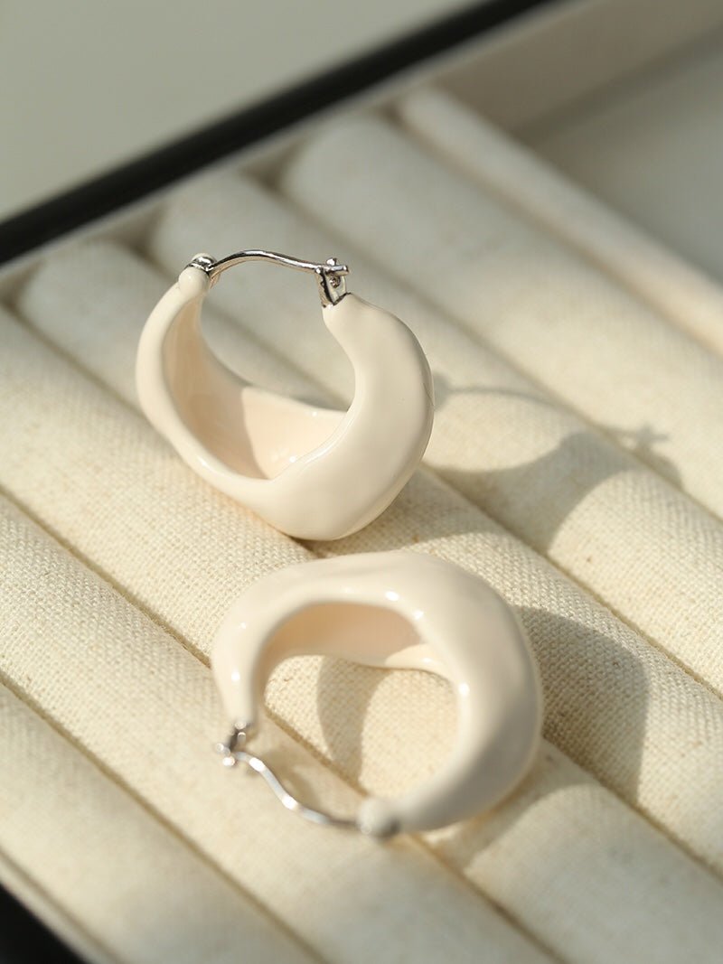 Enamel Twisted Geometric Hoop Earrings - floysun