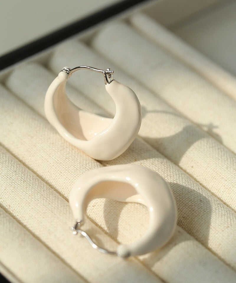 Enamel Twisted Geometric Hoop Earrings - floysun