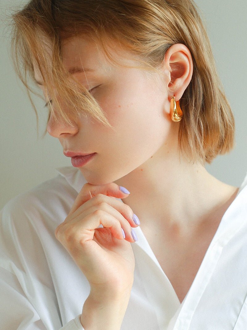 Enamel Twisted Geometric Hoop Earrings - floysun