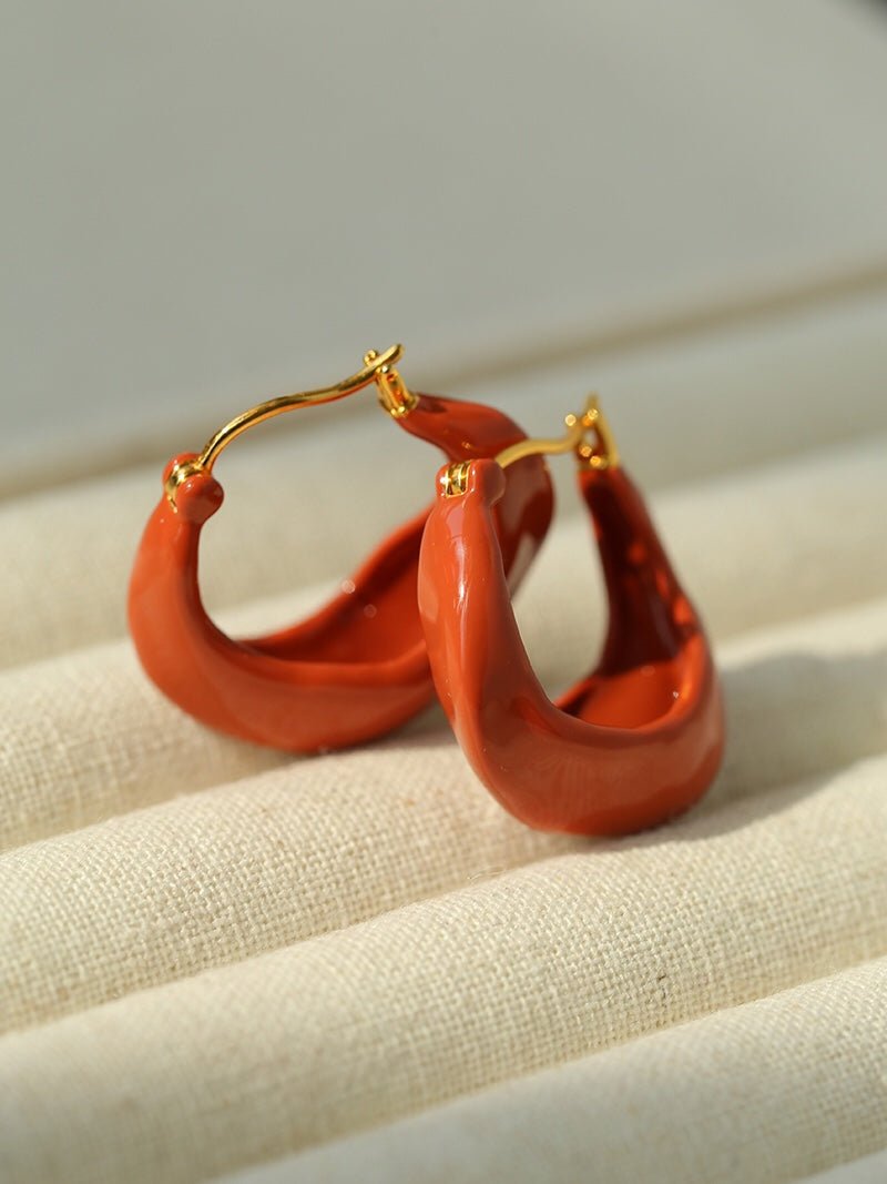 Enamel Twisted Geometric Hoop Earrings - floysun