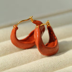 Enamel Twisted Geometric Hoop Earrings - floysun