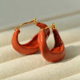 Enamel Twisted Geometric Hoop Earrings - floysun