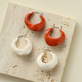 Enamel Twisted Geometric Hoop Earrings - floysun