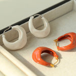 Enamel Twisted Geometric Hoop Earrings-Red - floysun