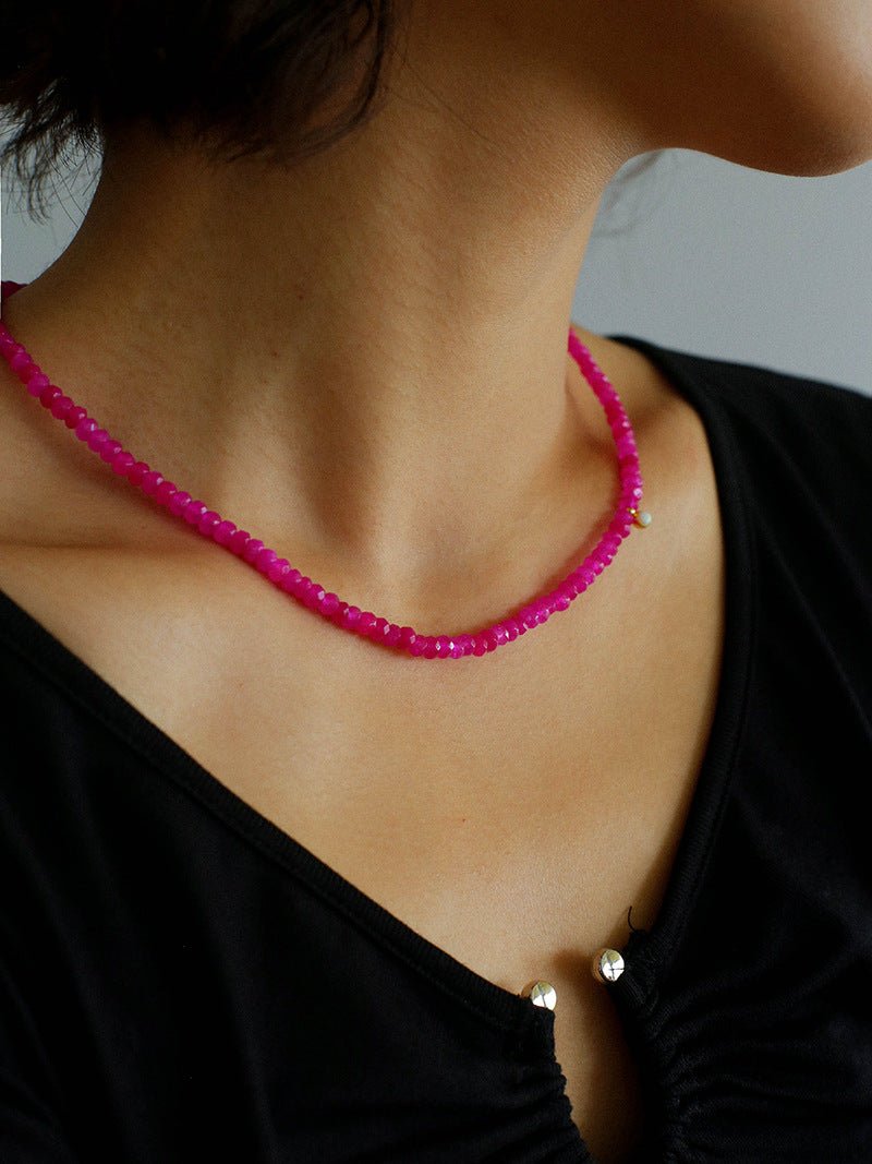 Enchanting Dragon Fruit Hued Beads Opal Necklace - floysun