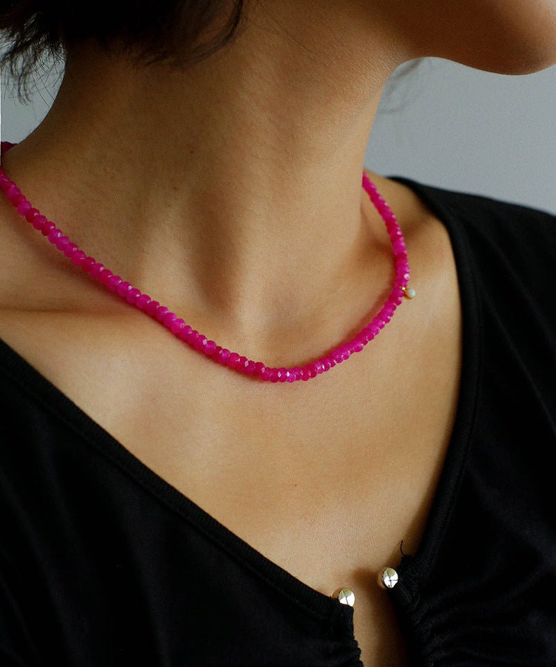 Enchanting Dragon Fruit Hued Beads Opal Necklace - floysun