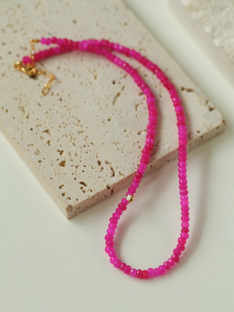 Enchanting Dragon Fruit Hued Beads Opal Necklace - floysun