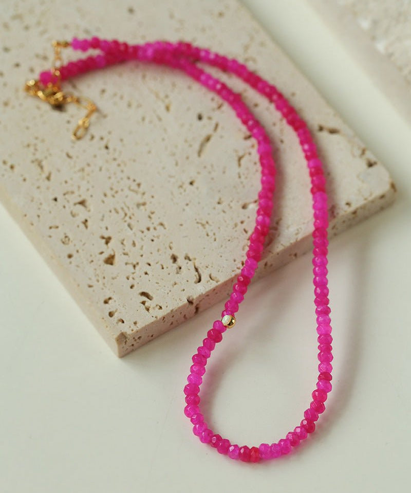 Enchanting Dragon Fruit Hued Beads Opal Necklace - floysun