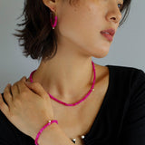 Enchanting Dragon Fruit Hued Beads Opal Necklace - floysun