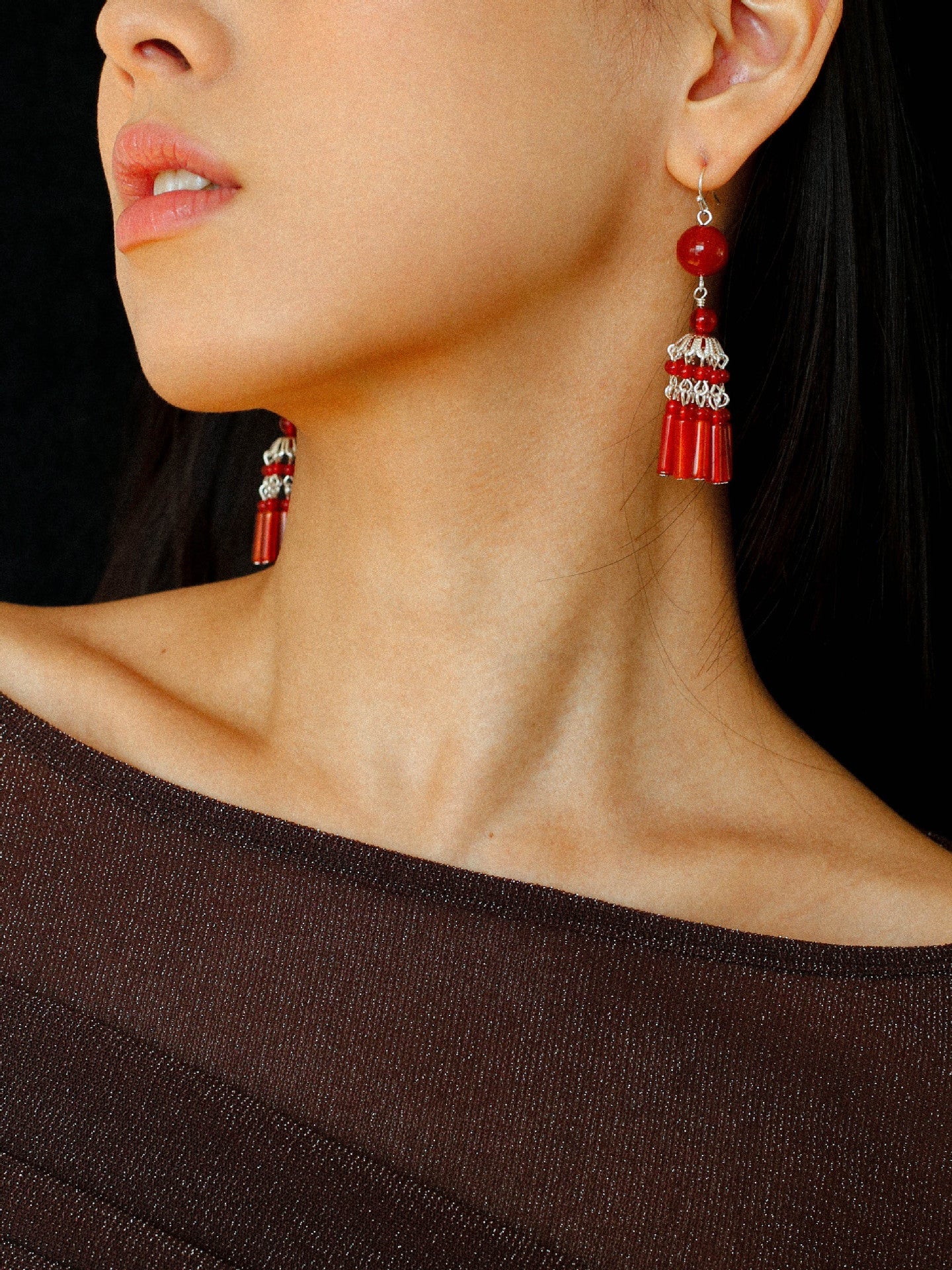 Ethnic Agate Tassel Earrings Traditional Meets Modern - floysun