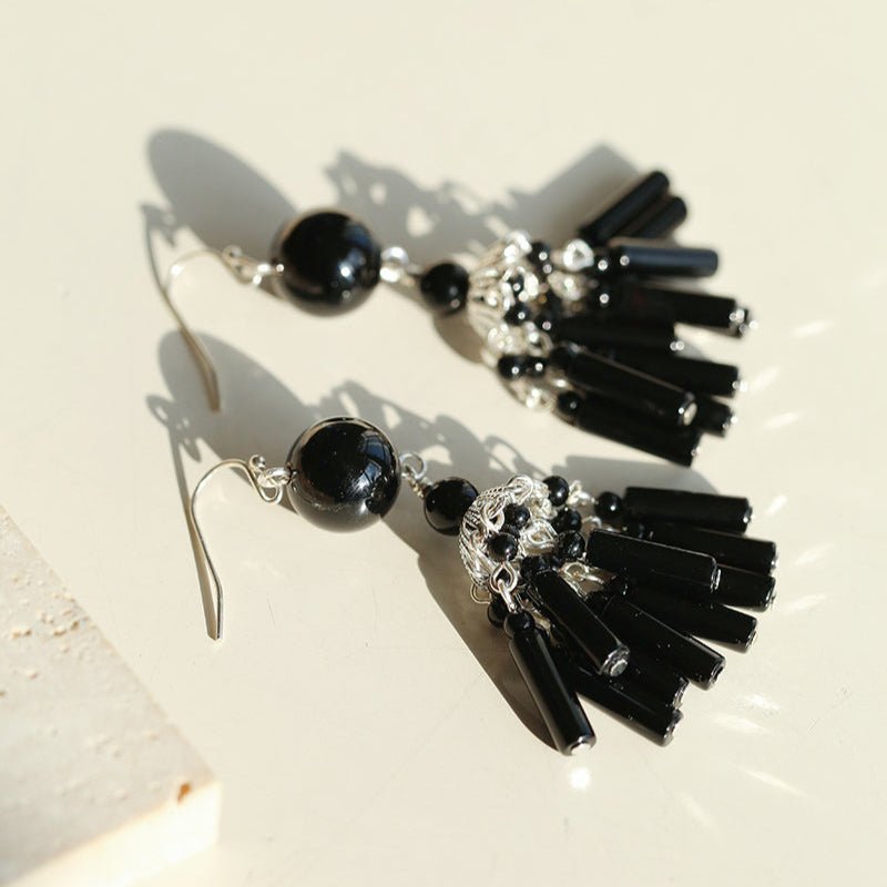 Ethnic Agate Tassel Earrings Traditional Meets Modern - floysun