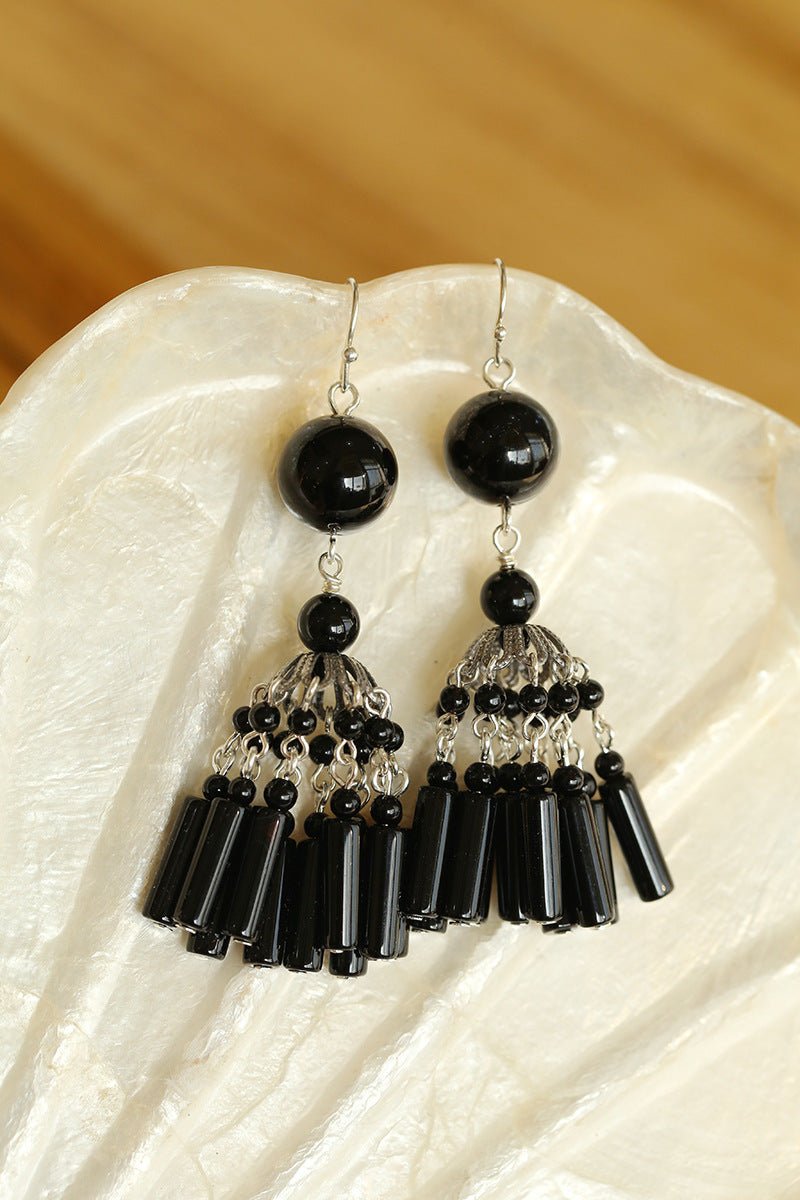 Ethnic Agate Tassel Earrings Traditional Meets Modern - floysun