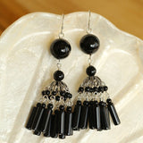 Ethnic Agate Tassel Earrings Traditional Meets Modern - floysun