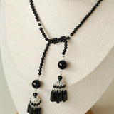 Ethnic Agate Tassel Pendant Long Lariat Necklace Traditional Meets Modern - floysun