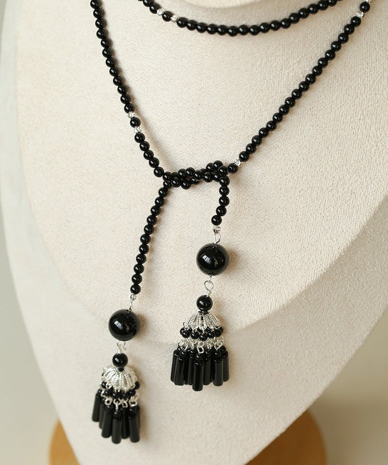 Ethnic Agate Tassel Pendant Long Lariat Necklace Traditional Meets Modern - floysun