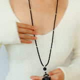 Ethnic Agate Tassel Pendant Long Lariat Necklace Traditional Meets Modern - floysun