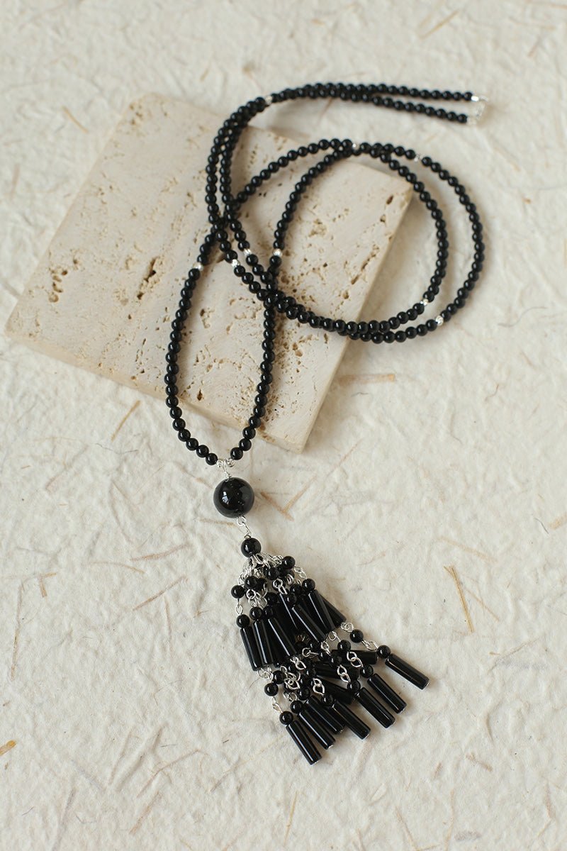 Ethnic Agate Tassel Pendant Long Lariat Necklace Traditional Meets Modern - floysun