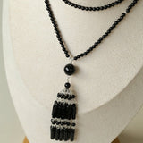 Ethnic Agate Tassel Pendant Long Lariat Necklace Traditional Meets Modern - floysun