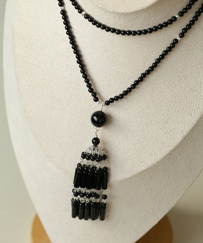 Ethnic Agate Tassel Pendant Long Lariat Necklace Traditional Meets Modern - floysun