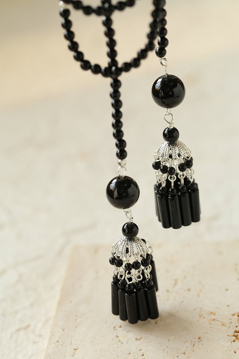 Ethnic Agate Tassel Pendant Long Lariat Necklace Traditional Meets Modern - floysun