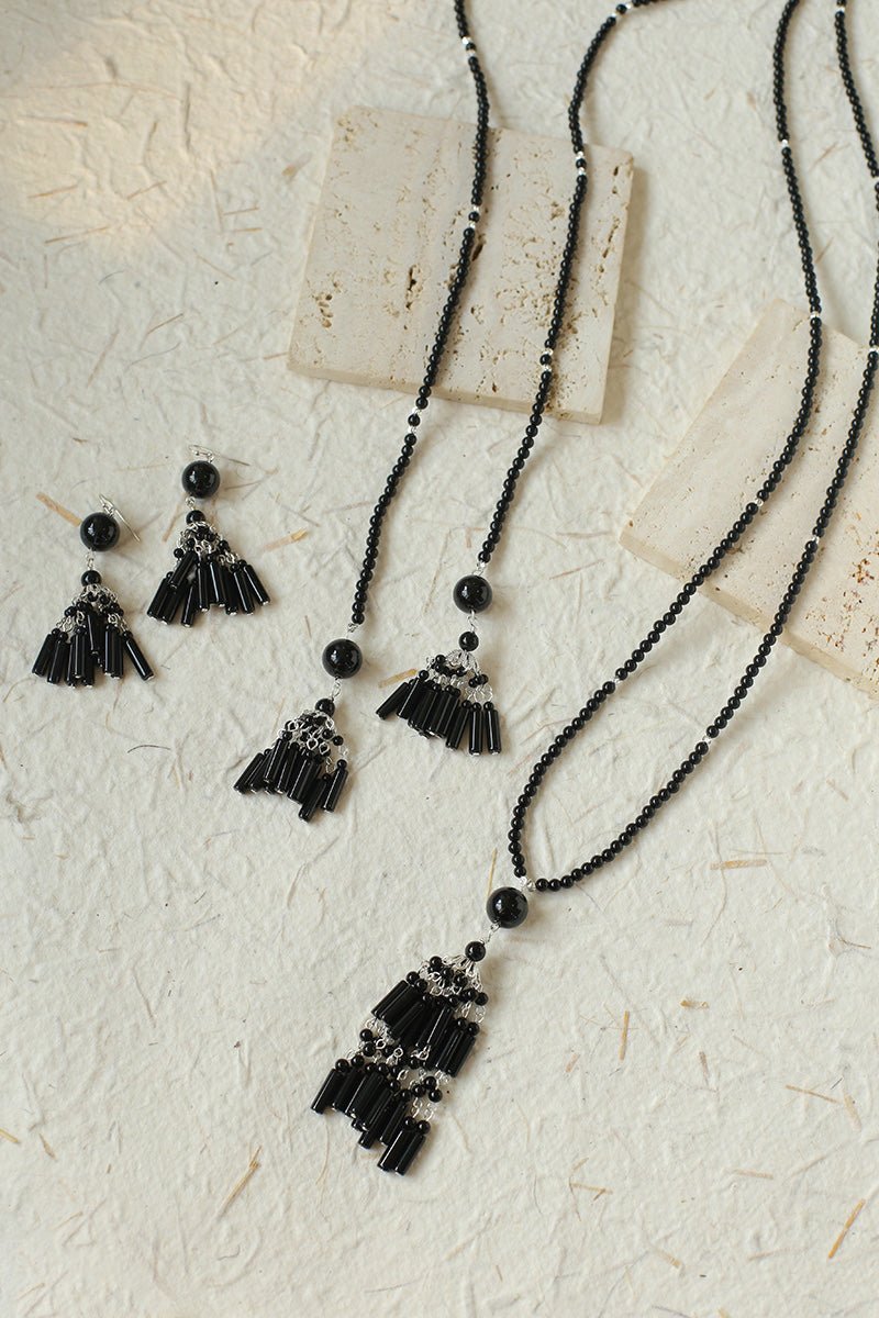 Ethnic Agate Tassel Pendant Long Lariat Necklace Traditional Meets Modern - floysun