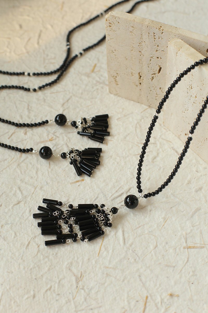 Ethnic Agate Tassel Pendant Long Lariat Necklace Traditional Meets Modern - floysun