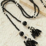 Ethnic Agate Tassel Pendant Long Lariat Necklace Traditional Meets Modern - floysun