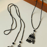 Ethnic Agate Tassel Pendant Long Lariat Necklace Traditional Meets Modern - floysun