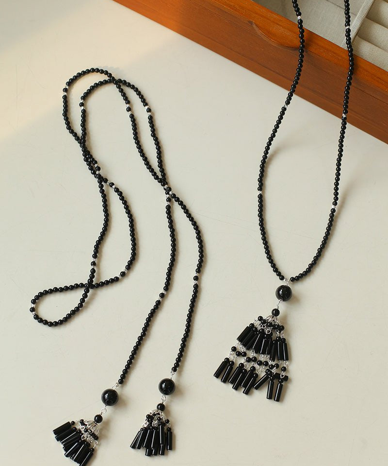 Ethnic Agate Tassel Pendant Long Lariat Necklace Traditional Meets Modern - floysun