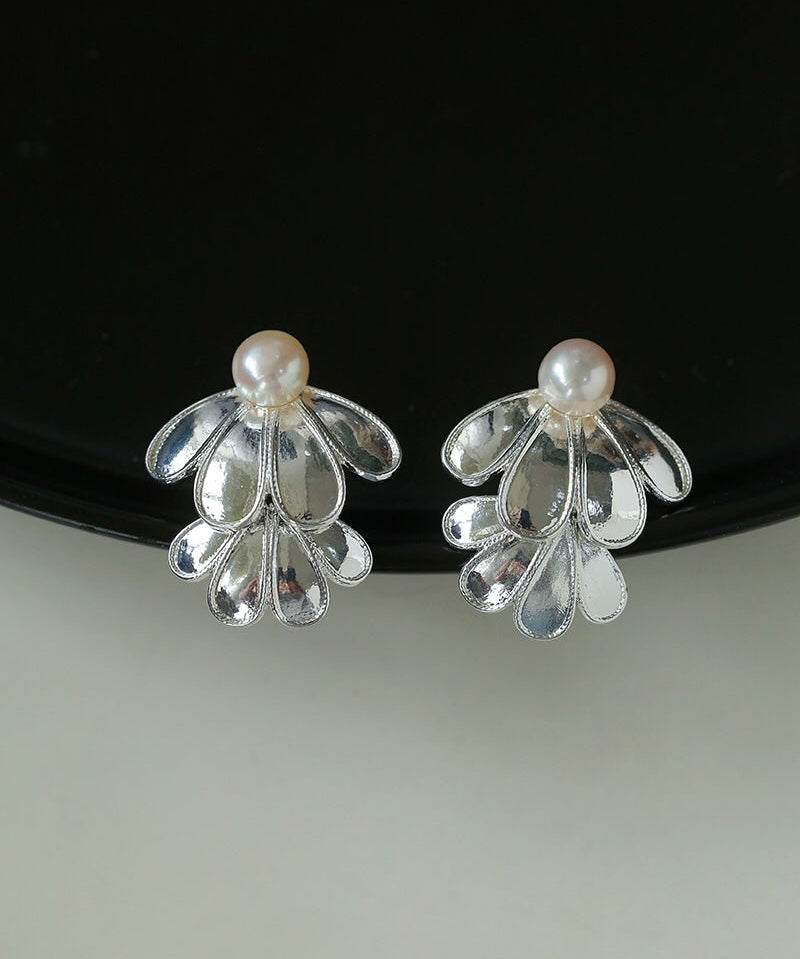 Ethnic Style Double Soma Flowers Pearl Earrings - floysun