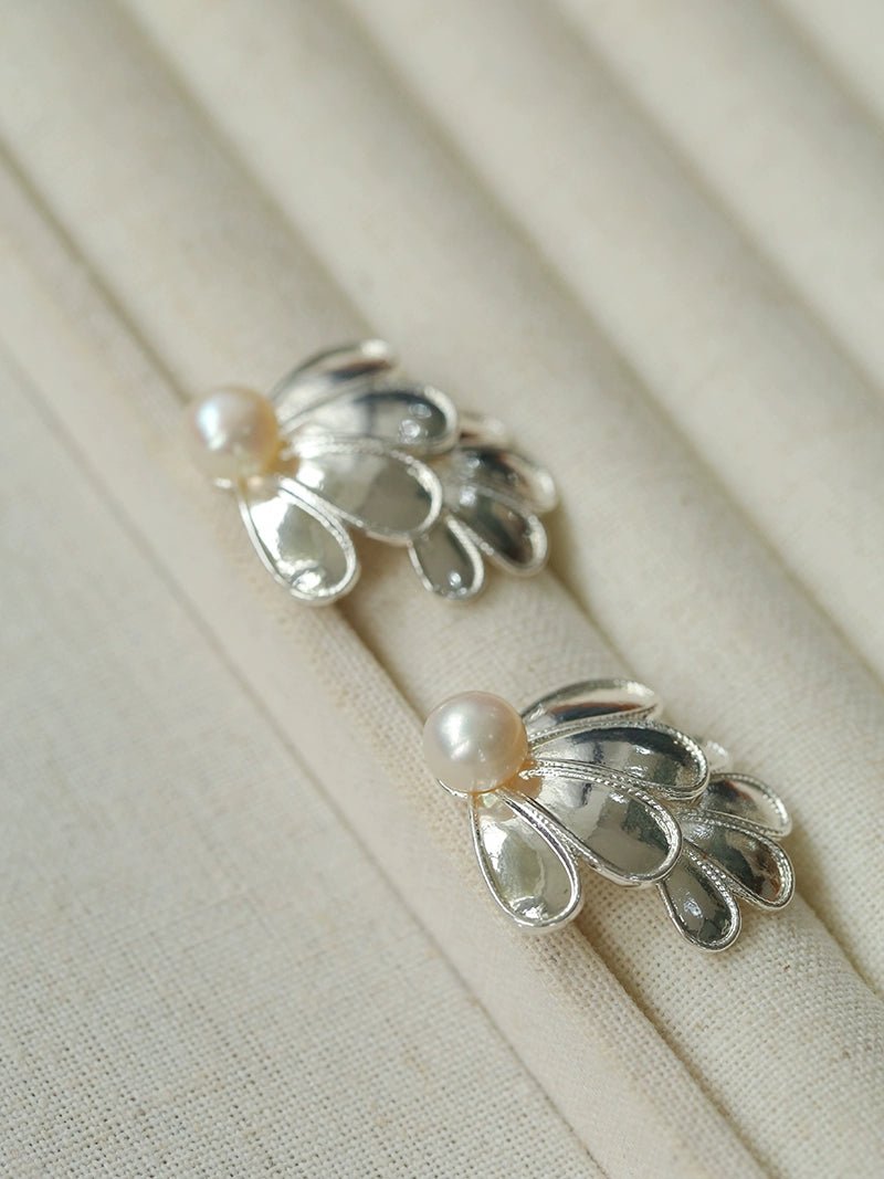 Ethnic Style Double Soma Flowers Pearl Earrings - floysun