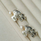 Ethnic Style Double Soma Flowers Pearl Earrings - floysun