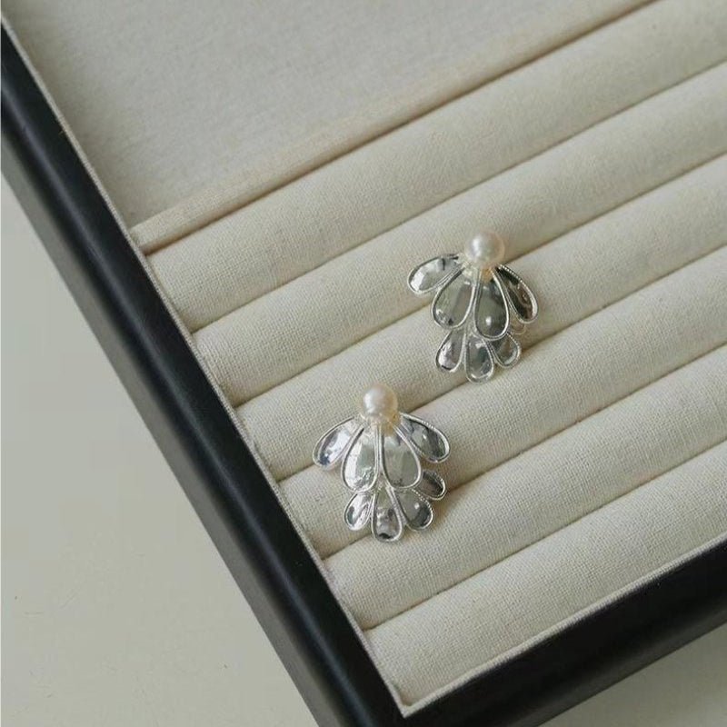 Ethnic Style Double Soma Flowers Pearl Earrings - floysun