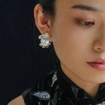 Ethnic Style Double Soma Flowers Pearl Earrings - floysun