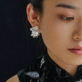 Ethnic Style Double Soma Flowers Pearl Earrings - floysun