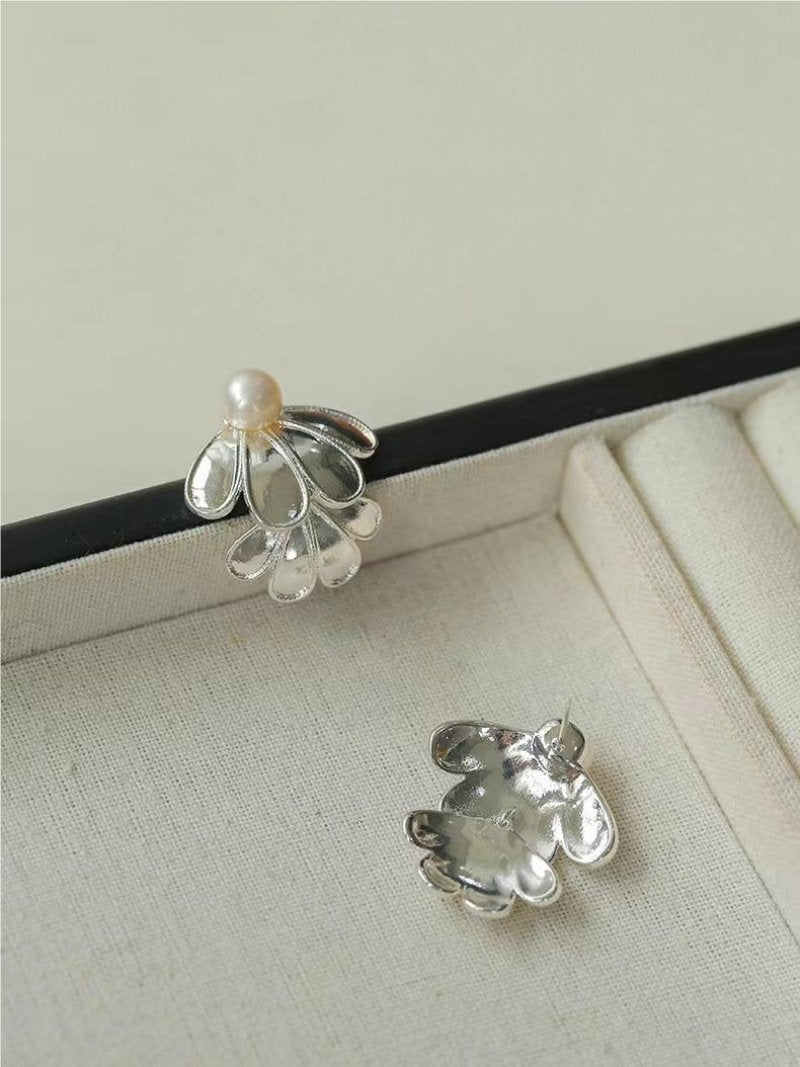 Ethnic Style Double Soma Flowers Pearl Earrings - floysun