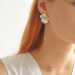 Ethnic Style Double Soma Flowers Pearl Earrings - floysun